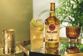 напиток, алкоголь, алкогольный, элитный, бренд, карибский, американский, пуэрториканский, выдержанный, ром, rum, бутылка, bacardi, бокал, коктейль