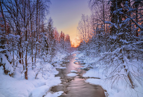 Frozen landscape in Sweden, , 