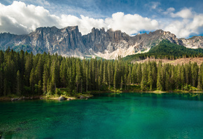 lake, emerald lake, mountain landscape, forest