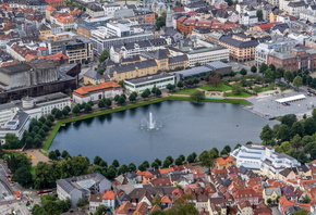 берген, норвегия, город, панорама