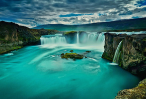 Godafoss, waterfalls, Akureyri, icelandic landmarks, beautiful nature, Iceland