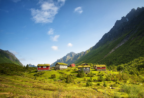 Норвегия, Горы, Дома, Kolas, Природа