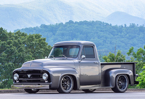 Ford F-100, exterior, front view, gray pickup truck, F-100, classic