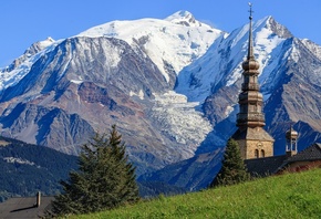 Горы, Церковь, Франция, Alpes, Природа
