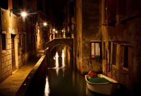 Венеция, канал, Ночь