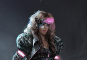 Cyberpunk, Girl Looking, Scan-Glasses, Kill Em All