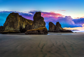 Oregon, USA, пляж, скалы, Bandon