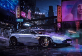 Cyberpunk, Vehicle, Aston Martin, HIHITACHI