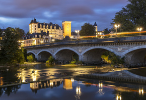 , , , , Castle and Bridge in Pau,  , 