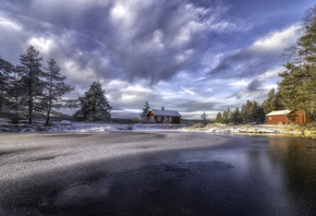 Norway, house, Ringerike, landscape