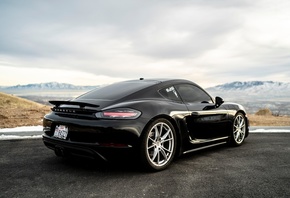 718, CAYMAN, PORSCHE, CAR, BLACK, SPORTSCAR, SUPERCAR