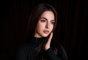 women, face, portrait, looking away, makeup