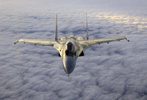Су-35, самолет, полет, облака