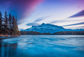Banff, National Park, Mountain, Pink sky, Landscape, Canada