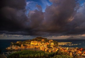 taly, Houses, Marinas, Clouds, Thundercloud, Sestri, Levante