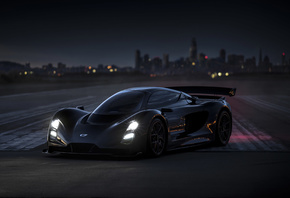 2021, Czinger, 21C, front view, exterior, black, hypercar