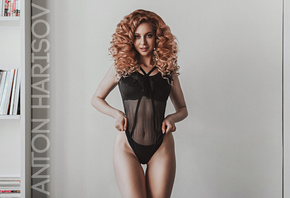 women, Anton Harisov, the gap, body lingerie, see-through lingerie, black lingerie, smiling, books, hips, women indoors