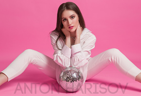 , , , , , , ,   , , women, brunette, cute, pose, looking at viewer, ball, model, Maria