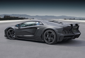 Lamborghini, Aventador, LP1600-4, Mansory, Carbonado, rear view, black, sup ...