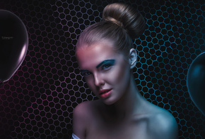 photoshop, woman, blonde, eyes, woman indoors, balloons, girl, face, portrait, , , , , , , , , arlamovsky