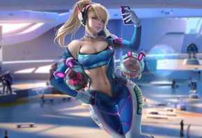 samus, overwatch, girl, anime, game, blonde, sexy, Photo, selfie, posing, headphones