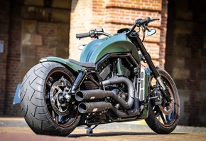 harley davidson, custom, thunderbike, green poison