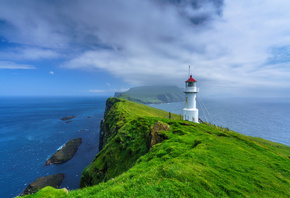 , , , , Holmur Lighthouse, Mykines, Faroe, Islands,  ...