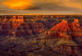 Grand Canyon National Park, evening, rocks, sunset, red rocks, mountain landscape, Colorado River, Arizona