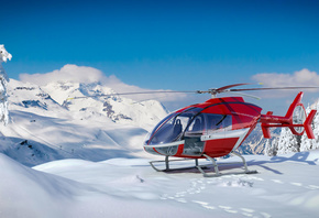 Вертолет, горы, Зима, Швейцария