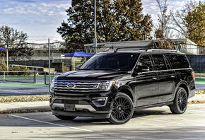 Ford Expedition, 2020, exterior, front view, black luxury SUV, new black Expedition