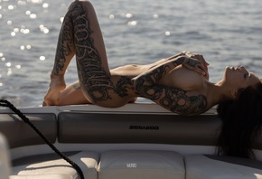 Evgenia Talanina, women, nude, tattoo, water, boobs, women outdoors, Murbo  ...