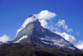 горы, Швейцария, Matterhorn, Pennine Alps, Альпы, Облака, Природа
