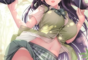 beautiful, girl, anime, sexy, panties, miniskirt, boobs, cute, pretty, blue ...