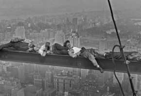 строители, отдых, нью-йорк, сша, 1930, панорама