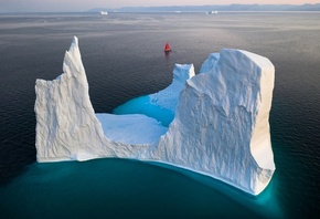 Гренландия, айсберг, лед, лодка, парус