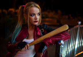 harley quinn, joker, batman, blonde, jeans shorts, model, girl, bate, cospl ...