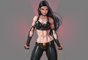 woman wolverine, marvel, anime, movie, x-men, mutants, girl, brunette, bra, boobs, belly, Female Wolverine, Wolverine girl