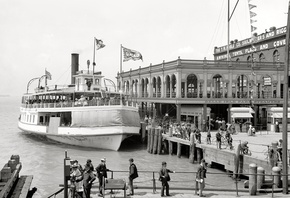 корабль, порт, люди, детройт, сша, 1898