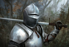 фэнтези, рыцарь, доспехи, шлем, меч