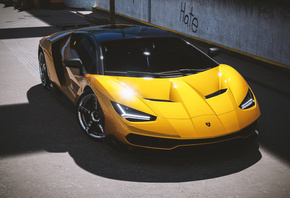 Lamborghini, Centenario, Yellow, Cgi