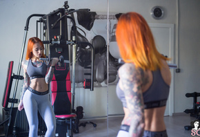 Jane Sinner, suicidegirls, suicide girls, gym clothes, gyms, model, redhead ...