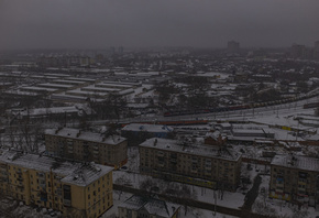 зима, город, железная дорога, поезд, Хабаровск