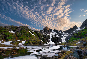 Норвегия, Лофотенские острова, Горы, Trollfjord, Облака, Фьорд, Природа