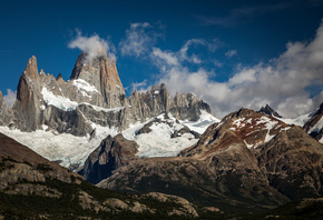 Аргентина, Горы, Fitz Roy, Patagonia, Облака, Скала, Природа