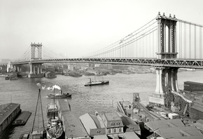 река, мост, корабли, нью-йорк, сша, 1908