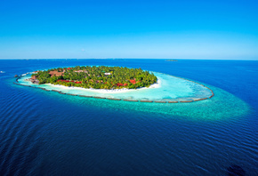 океан, Мальдивы, бунгало, природа, тропики