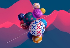 3d, balls, шарики, цвета, фон