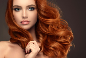 girl, model, makeup, hairstyle, red, hair, curls