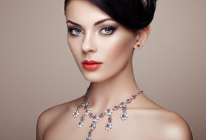 girl, style, model, makeup, hairstyle, necklace