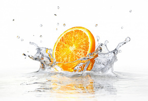 water, white, апельсин, всплеск, вода, капли, брызги